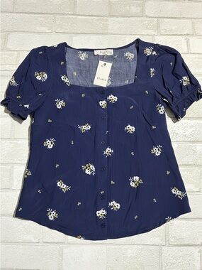 Elodie Navy Floral Blouse